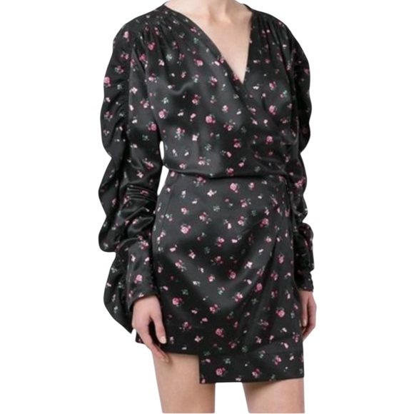 Attico  Black Floral Silk Stevie Dress in Size M - Picture 1 of 9